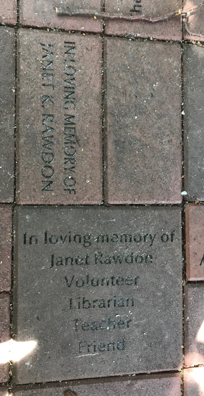 Memorial bricks at the Waban Library Center