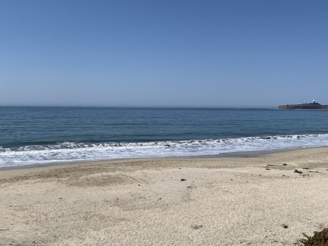 The Pacific Ocean seen from the Half Moon Bay coastal trail.