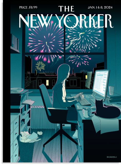 Cover to the Jan 1 & 8, 2024 edition of The New Yorker.